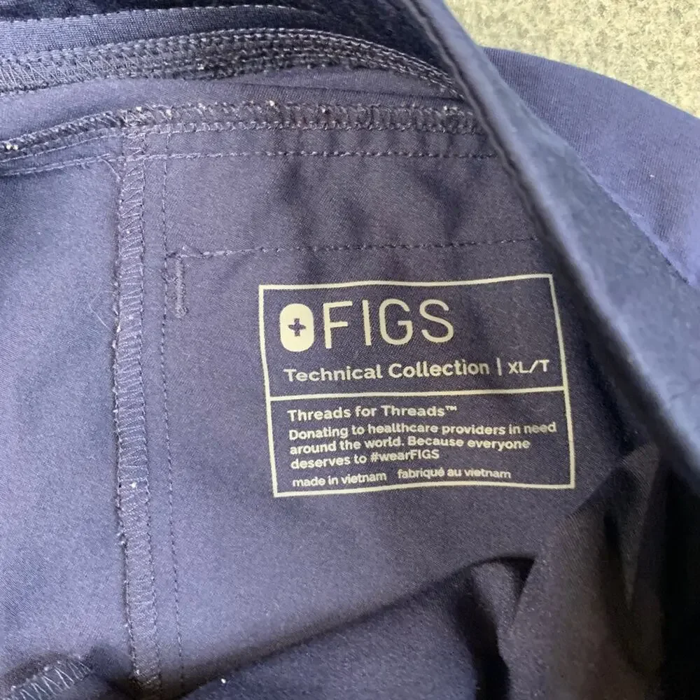 Figs Scrub Pants Mens XL Navy Axim Cargo Straight Drawstring Stretch Medical